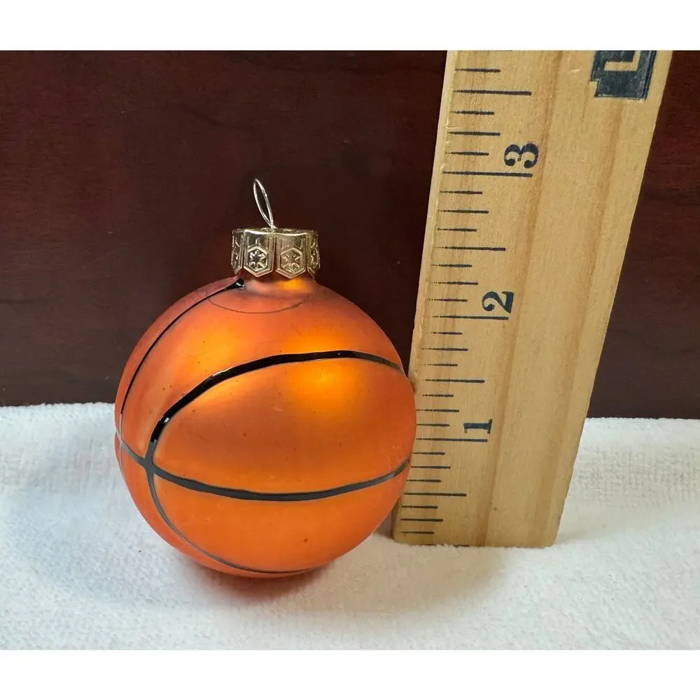 Basketball Christmas Ornament Sports Fan Hobbies Glass Ball Holiday Decor 3.7